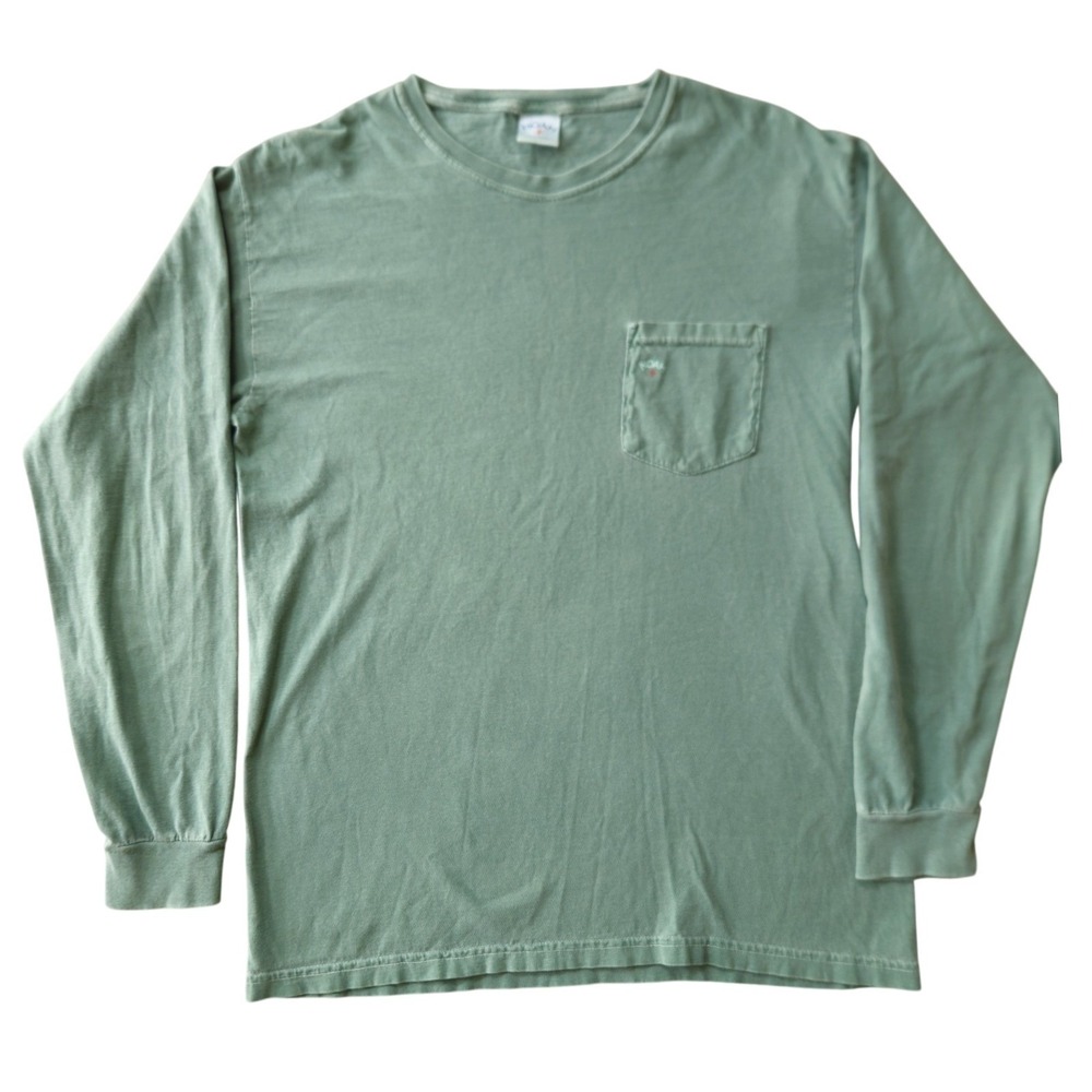 Noah NYC Pocket Tee Mens L Green Long Sleeve Cotton Logo Streetwear Minimalist